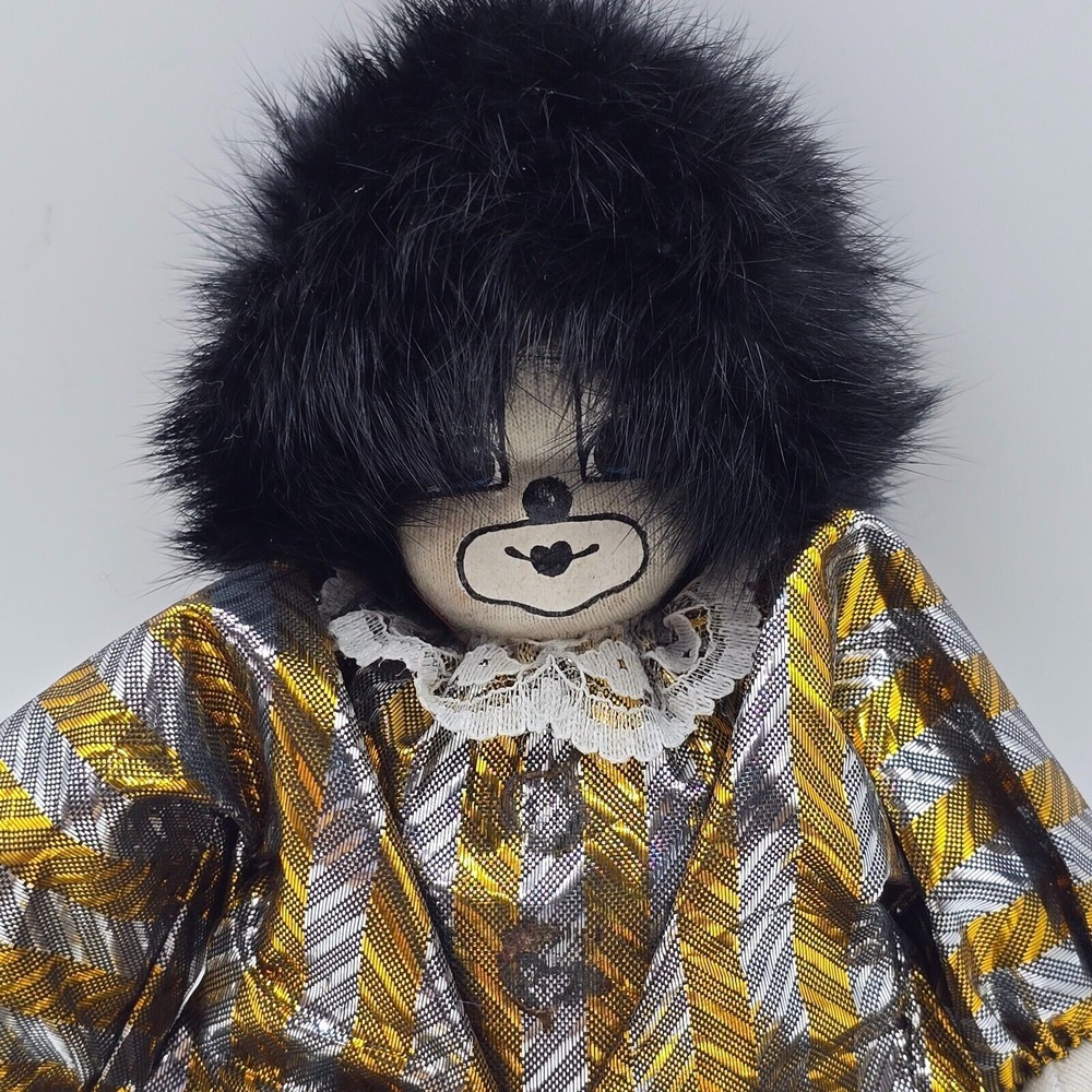 Vintage‎ Q-Tee Clown Shelf Sitter Hand Painted Gold Outfit Decor